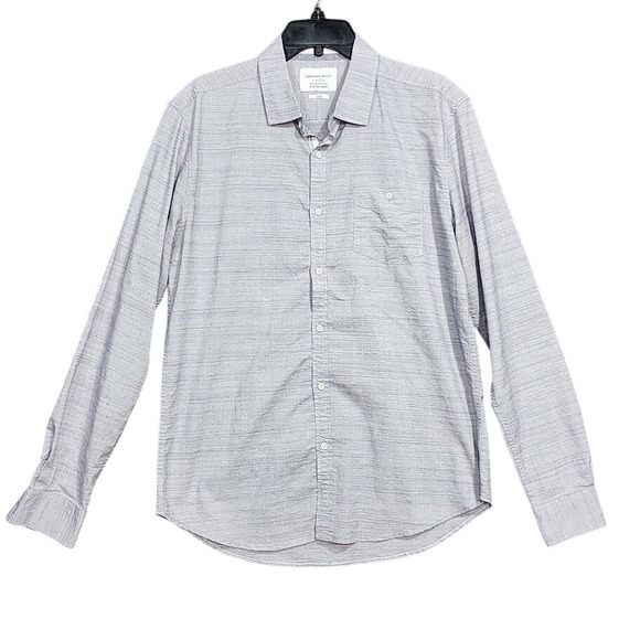 Paper Denim Cloth Other - Paper Denim Cloth Button Down Shirt Slim Fit Stretch Fabric Gray Large